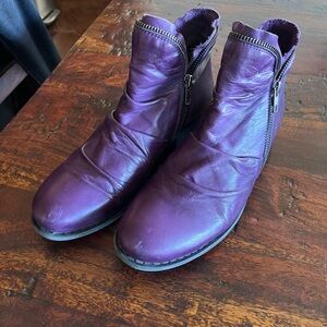 Miz Mooz LUNA purple ankle boots Size 9 VGUC Boho Retro Classic Eclectic Style